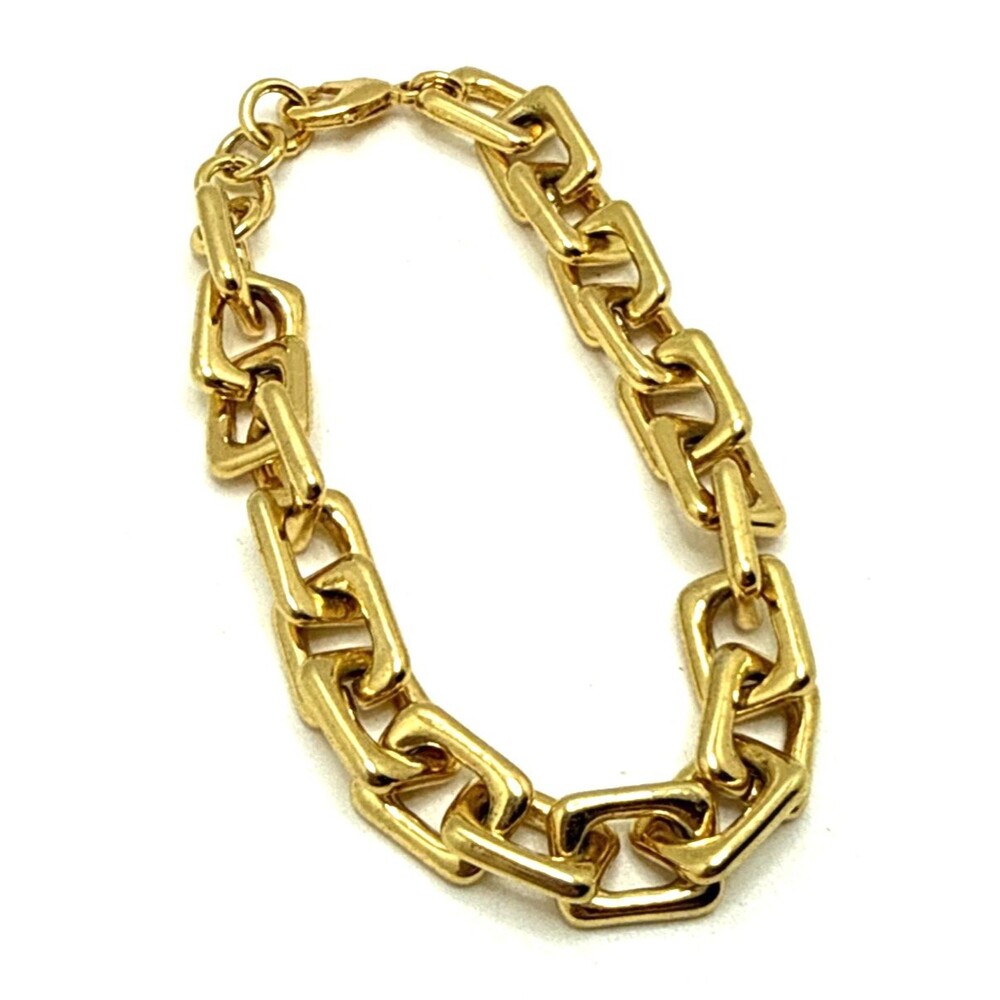 Rectangle Link Gold Tone Bracelet 8.5" Heavy Statement